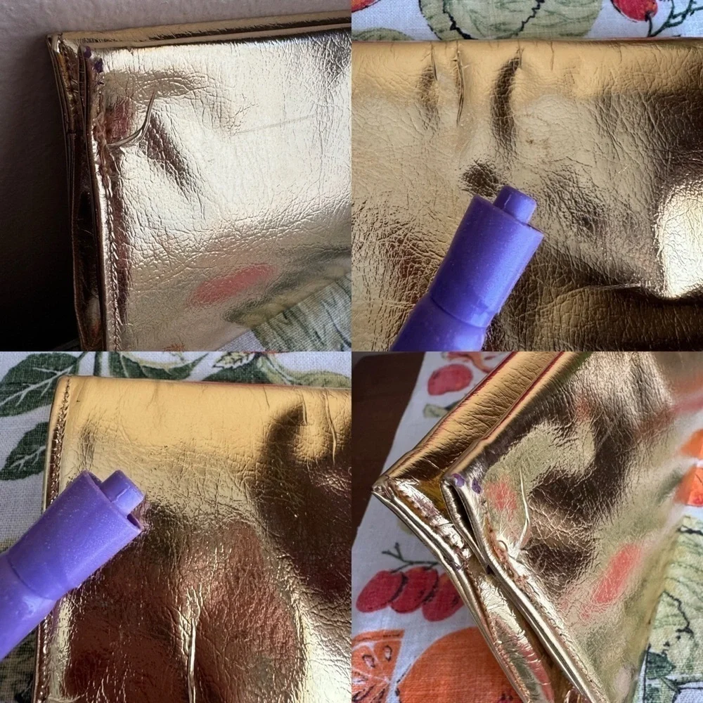 Vintage gold foil snap closure clasp handbag